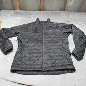 Patagonia Jacket Mens Large Gray Quilted Insulated Full Zip Nano Puff Outdoor